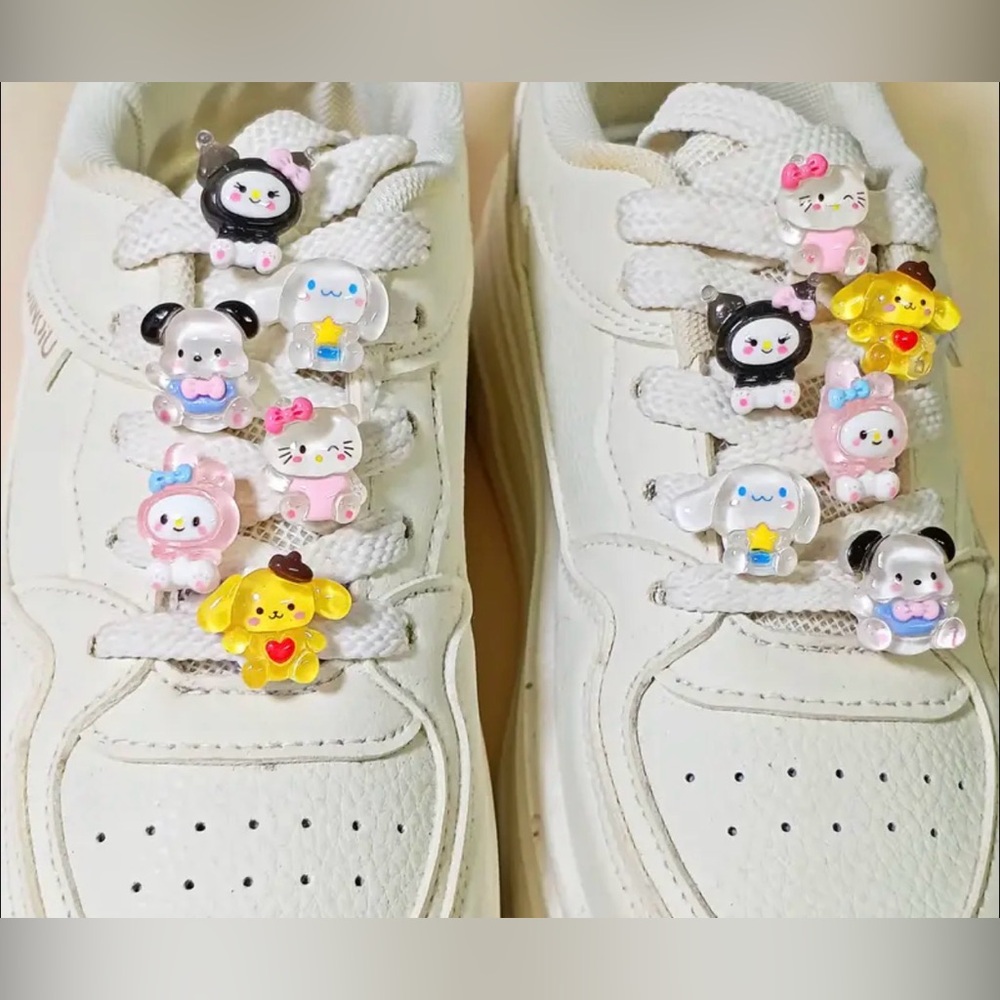 12pcs Cartoon Sanrio Characters  Hello Kitty, Melody, & Cinnamoroll Shoe Charms